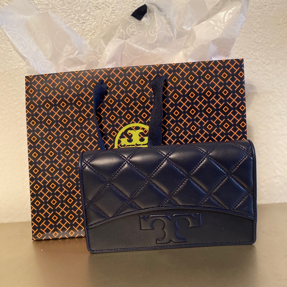 SOLD  Burch Savannah Chain Flat Wallet Navy
